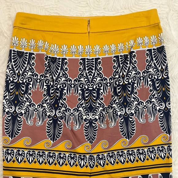 J. Crew THE PENCIL SKIRT Yellow Wiggle Preppy Classic Knee Paisley Skirt 2 - Picture 6 of 6